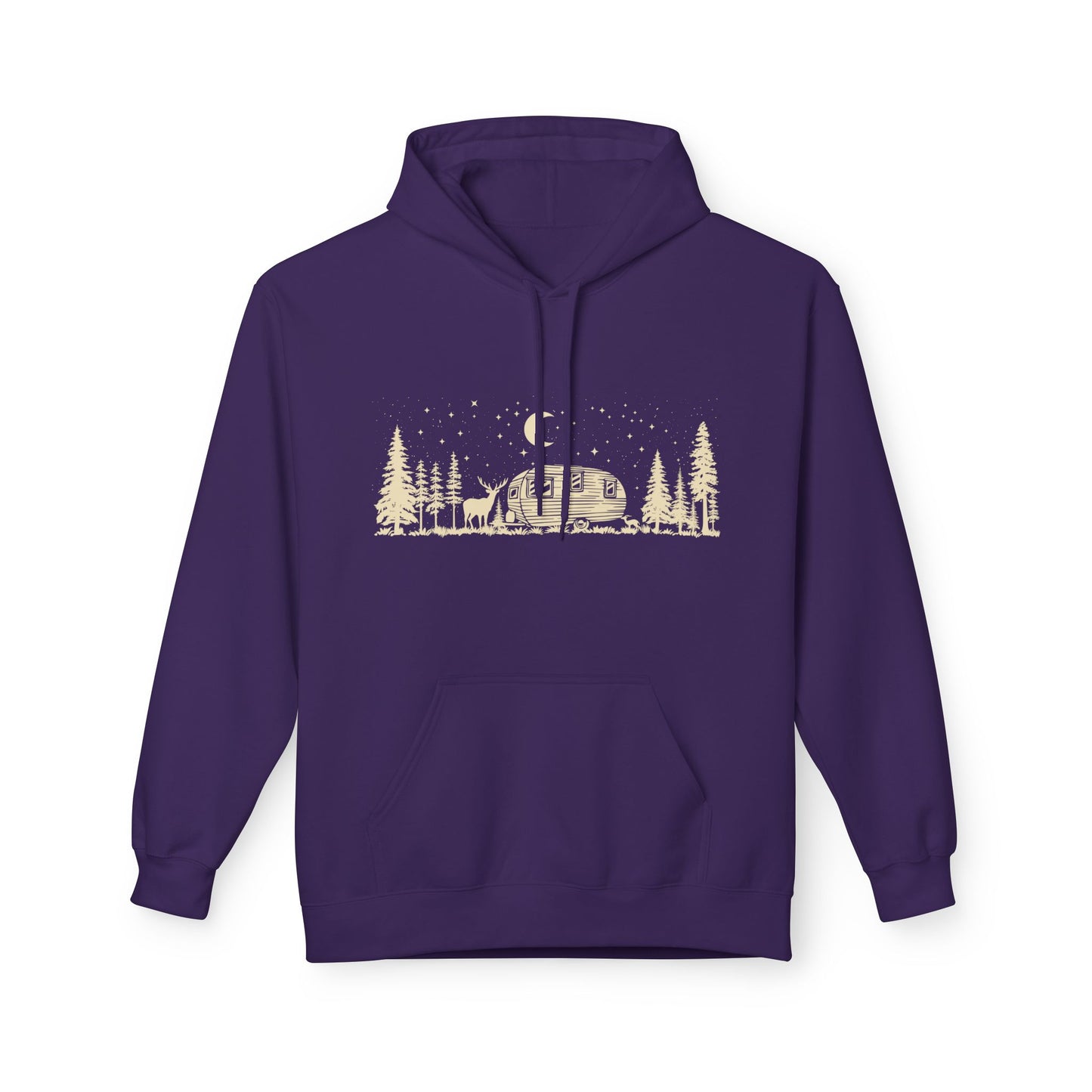 Camping Night Scene Midweight Softstyle Fleece Hoodie