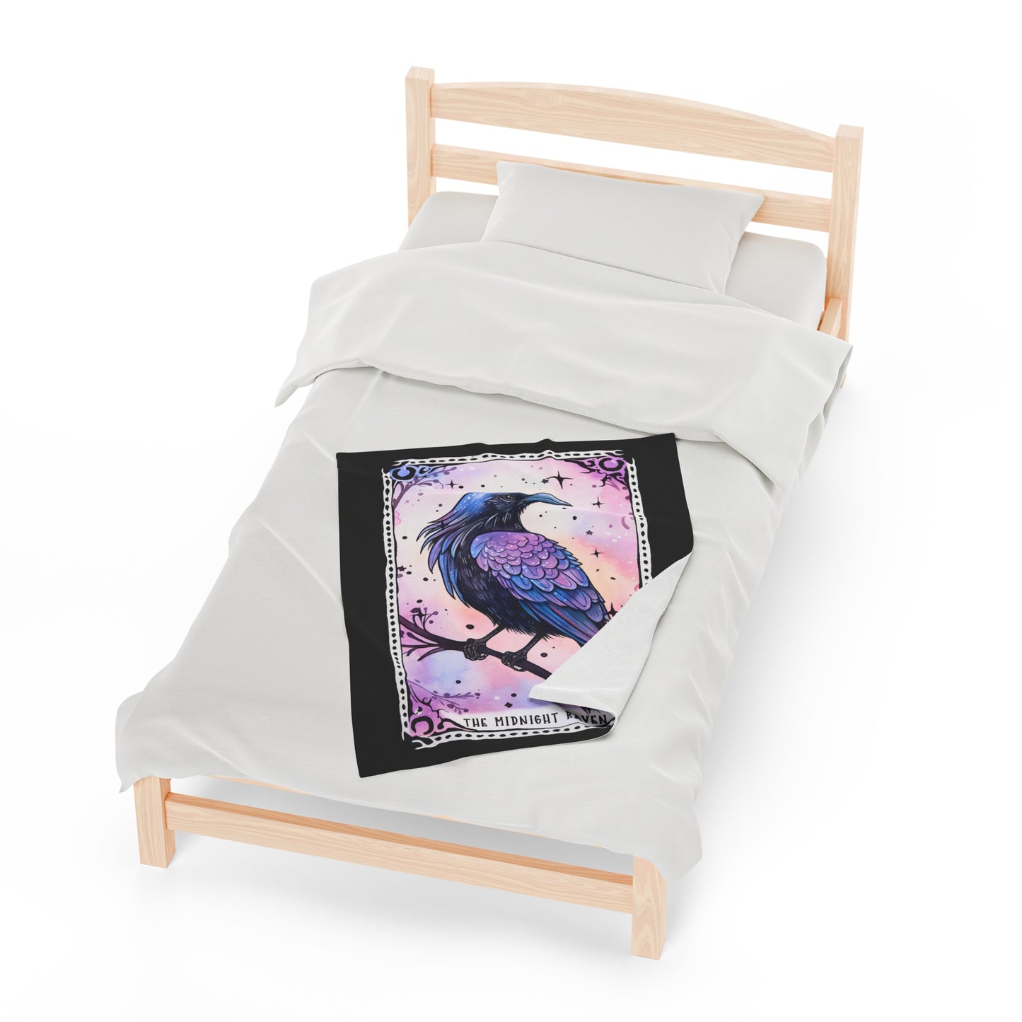 The Midnight Raven Tarot Card Velveteen Plush Blanket