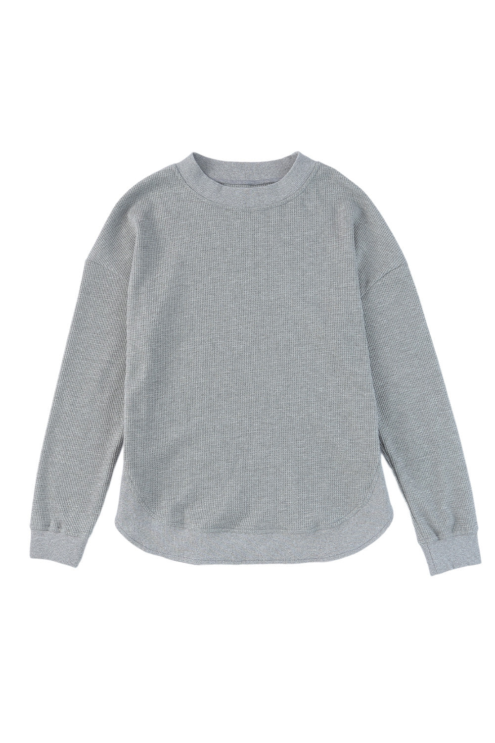 Waffle Knit Crew Neck Casual Long Sleeve Top