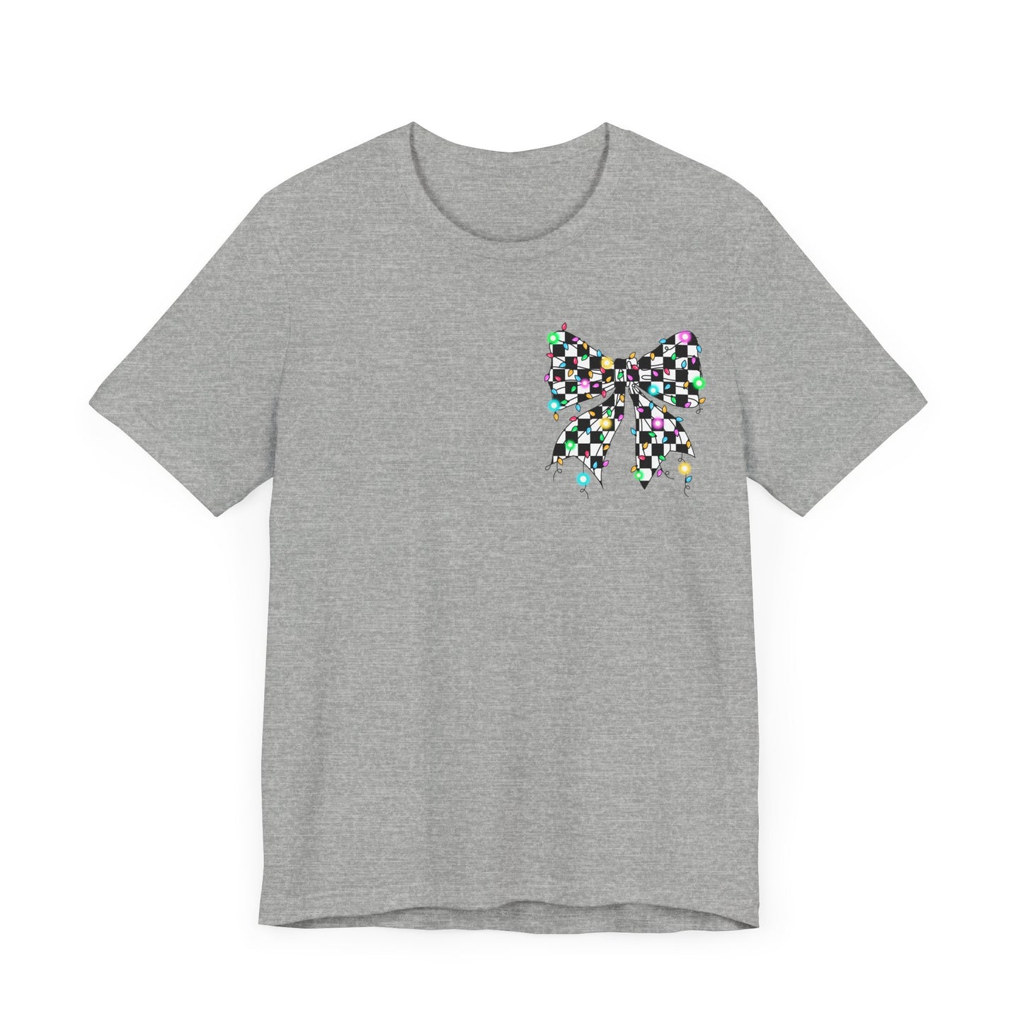 Checkered Lighted Bow Jersey Short Sleeve Tee