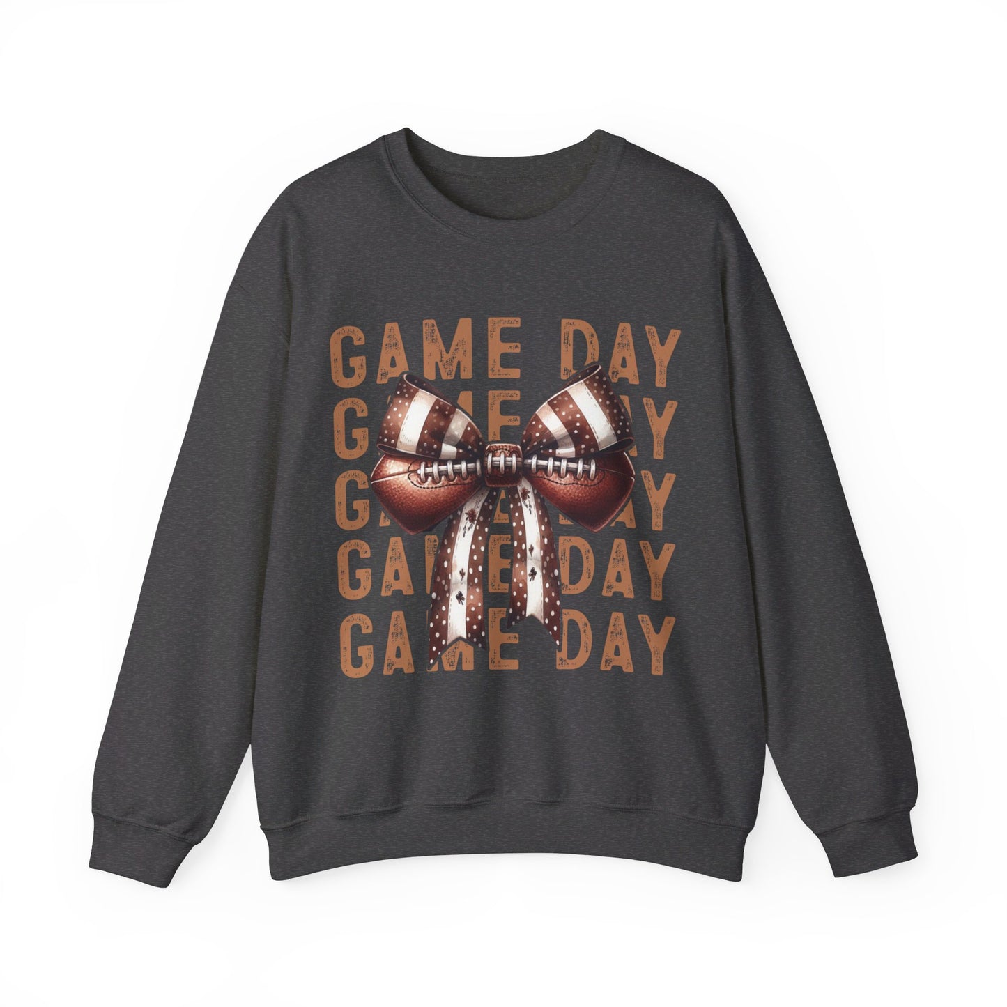 Game Day Football Bow Heavy Blend™ Crewneck Sweatshirt