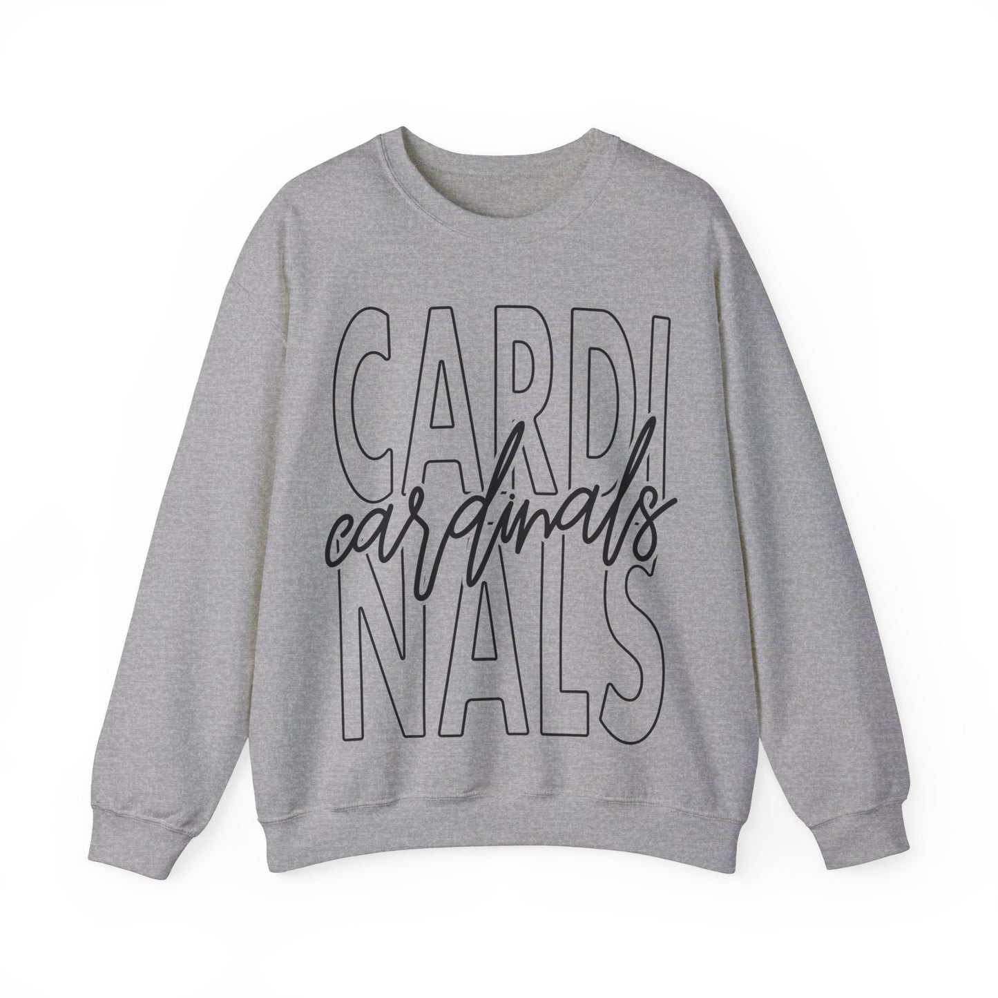 Cardinals Stacked and Cursive Heavy Blend™ Crewneck Sweatshirt