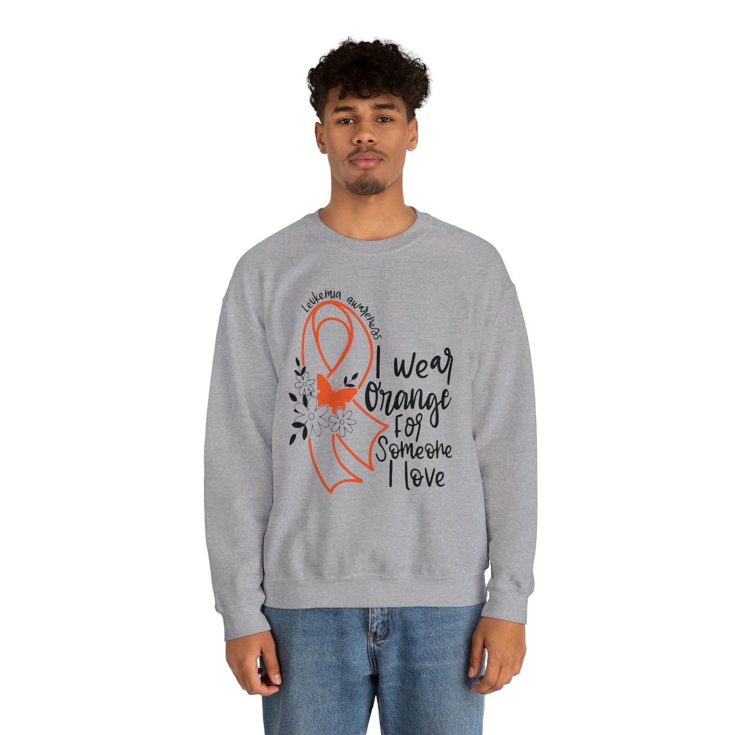 I Wear Orange Leukemia Awareness Heavy Blend™ Crewneck Sweatshirt