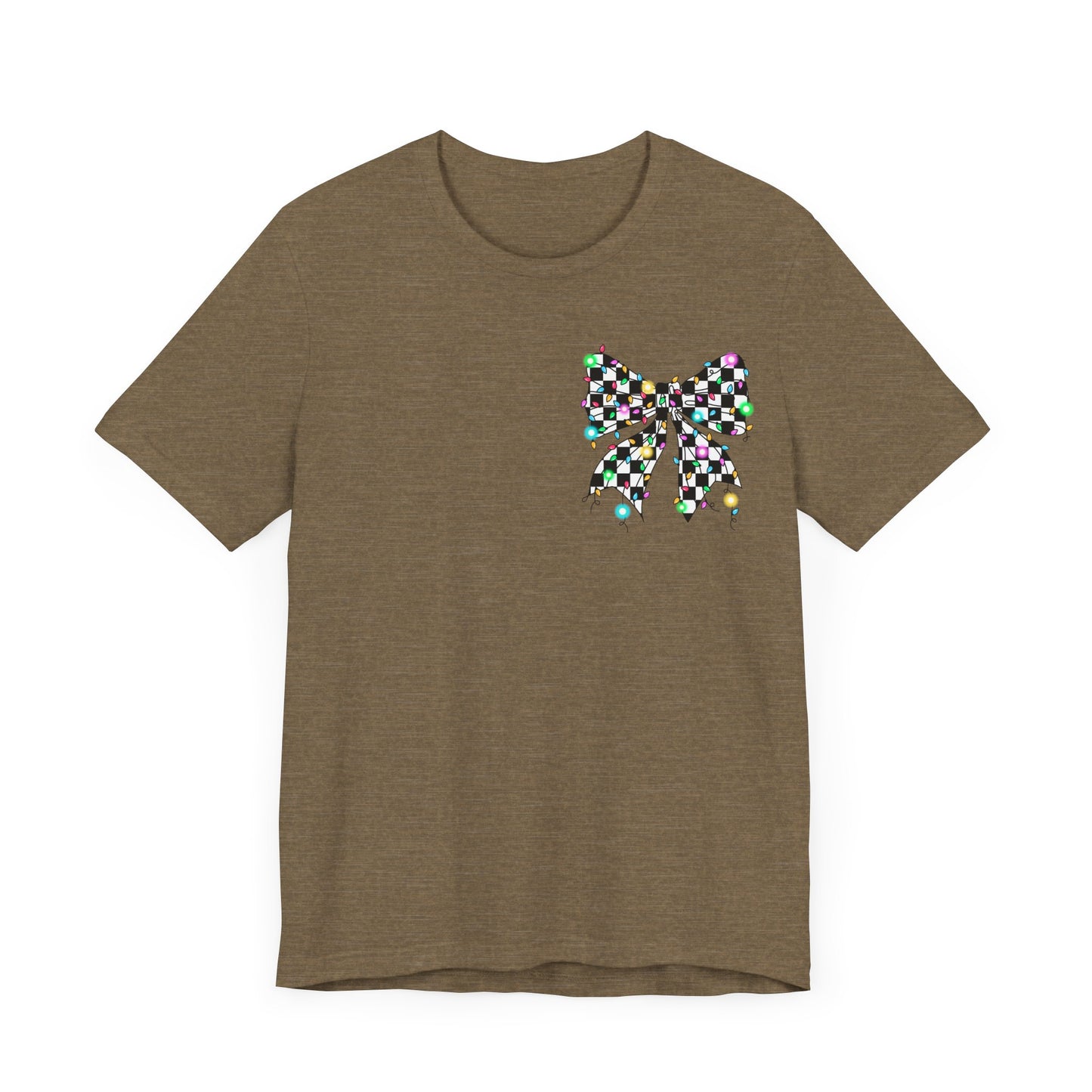 Checkered Lighted Bow Jersey Short Sleeve Tee