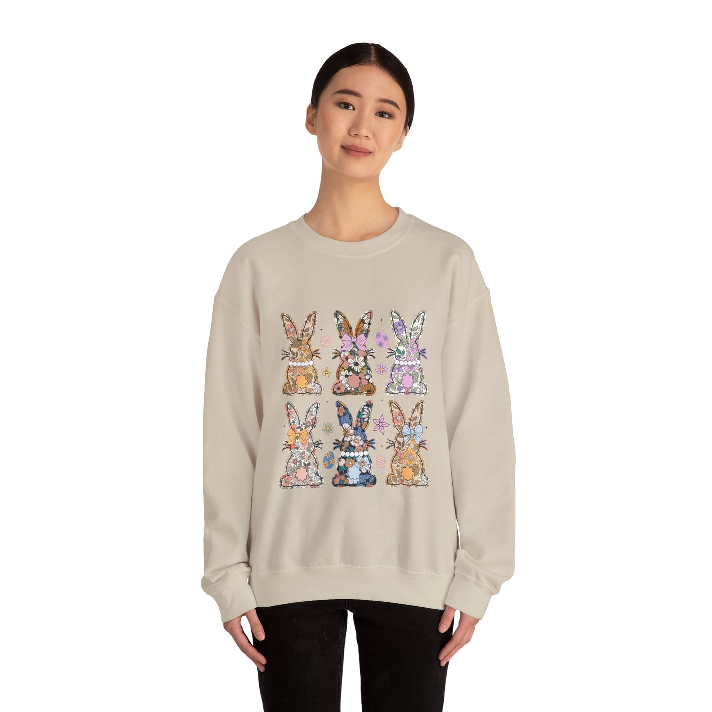 Floral Bunnies Heavy Blend™ Crewneck Sweatshirt
