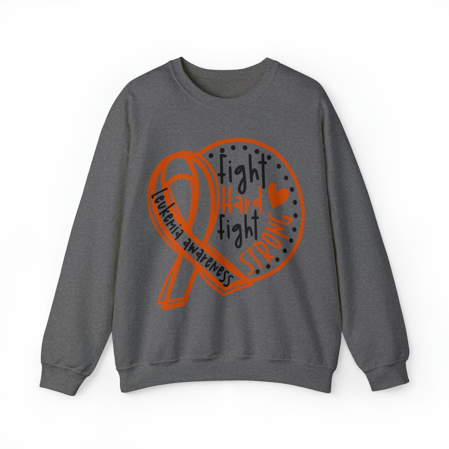 Fight Hard Fight Strong Leukemia Awareness Heavy Blend™ Crewneck Sweatshirt