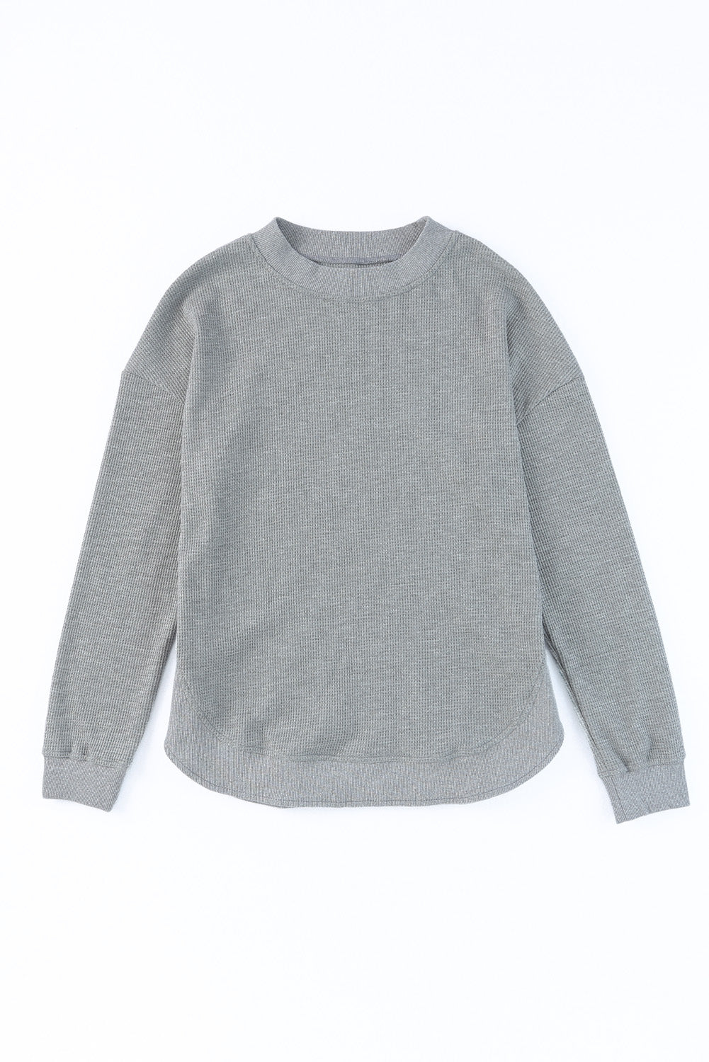 Waffle Knit Crew Neck Casual Long Sleeve Top