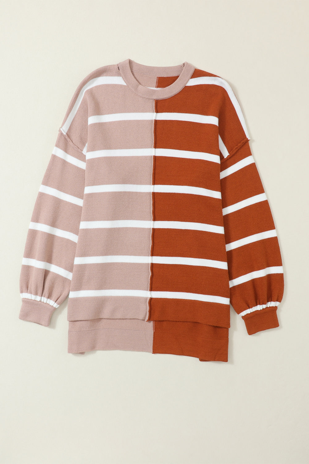 Plus Size Colorblock Striped Patchwork Loose Top