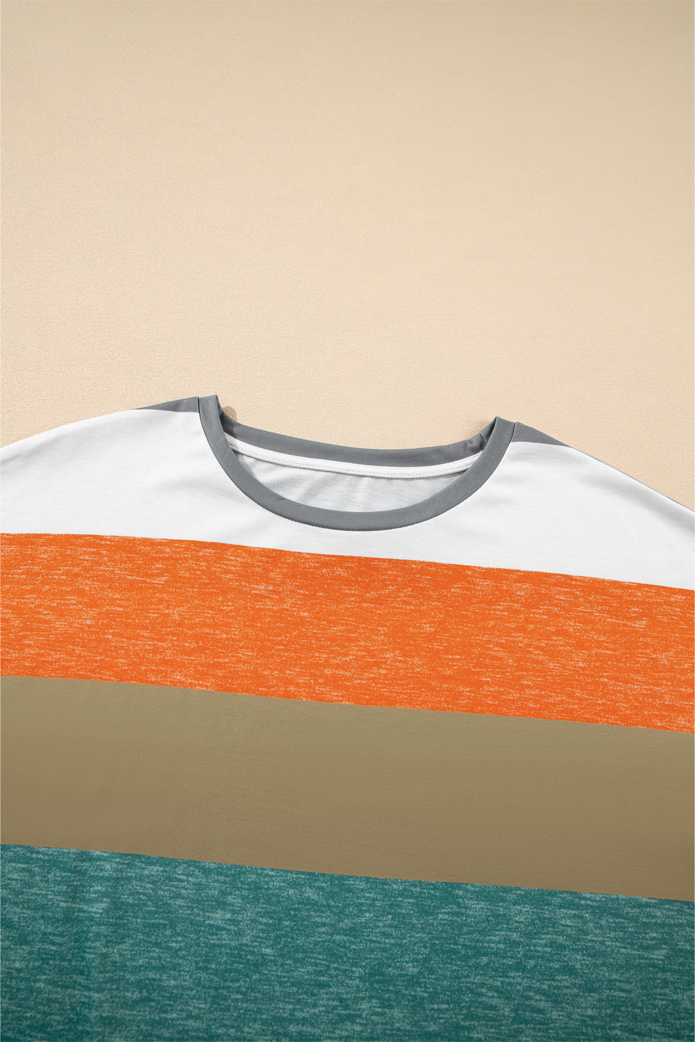 Gray Stripe Plus Size Colorblock Pullover Top