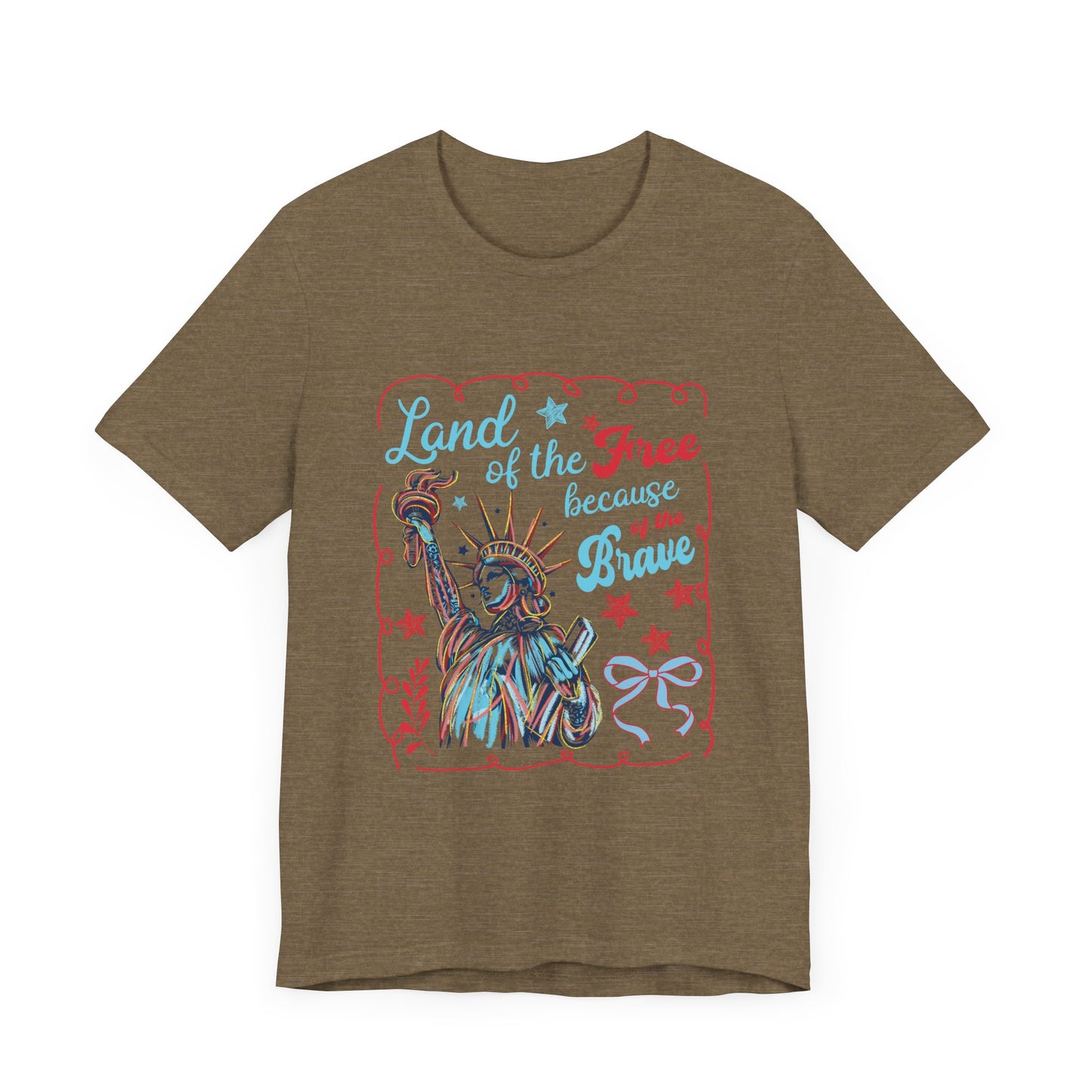 Land of the Free Because of the Brave Jersey Short Sleeve Tee