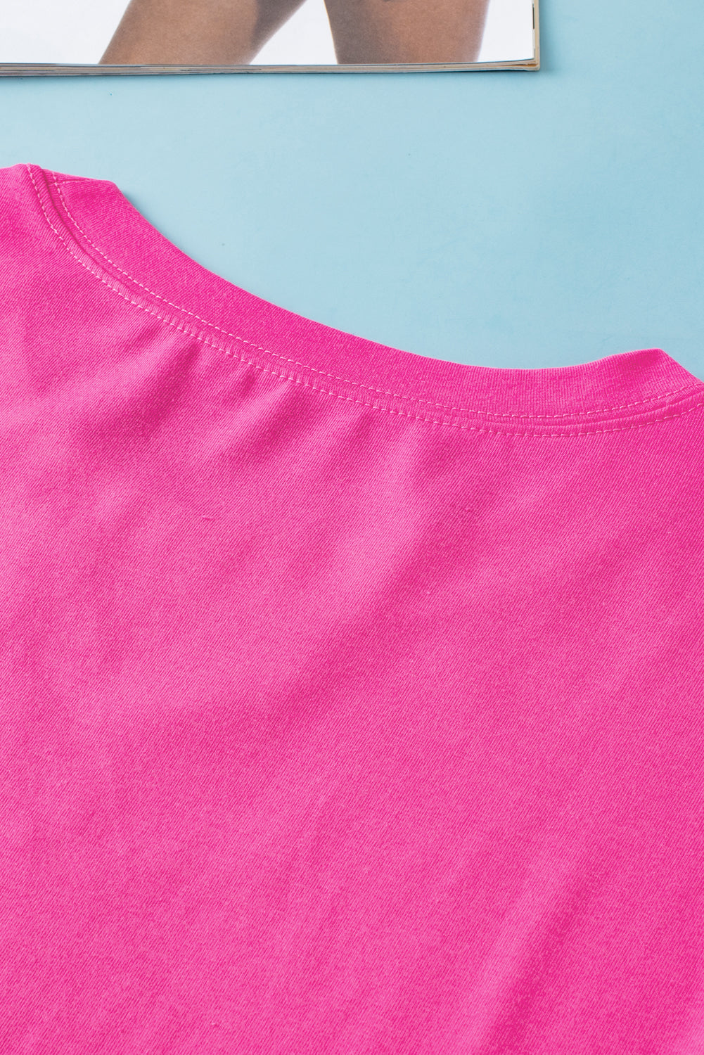 Rose Red Light Pink Longline Short Sleeve Side Slit