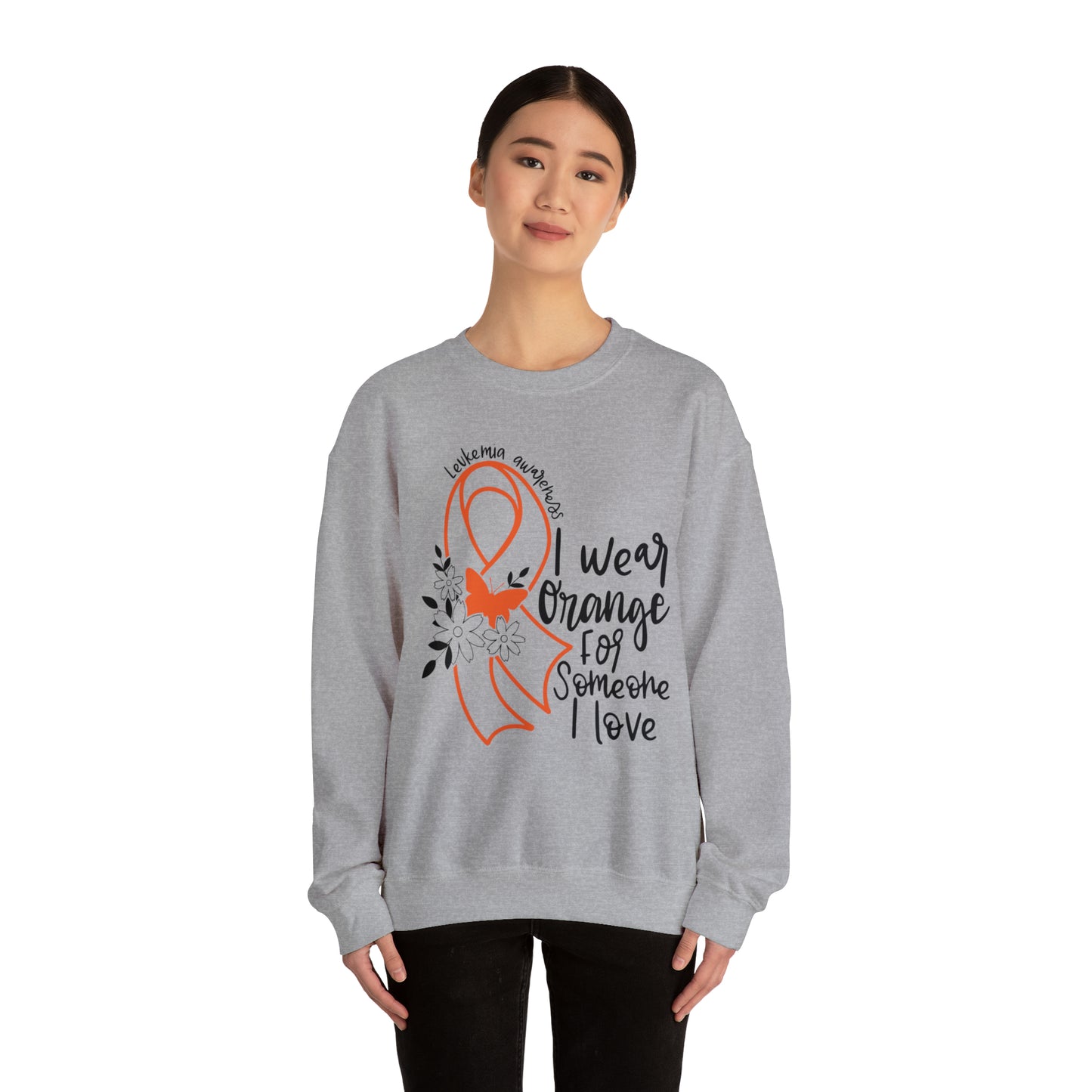 I Wear Orange Leukemia Awareness Heavy Blend™ Crewneck Sweatshirt