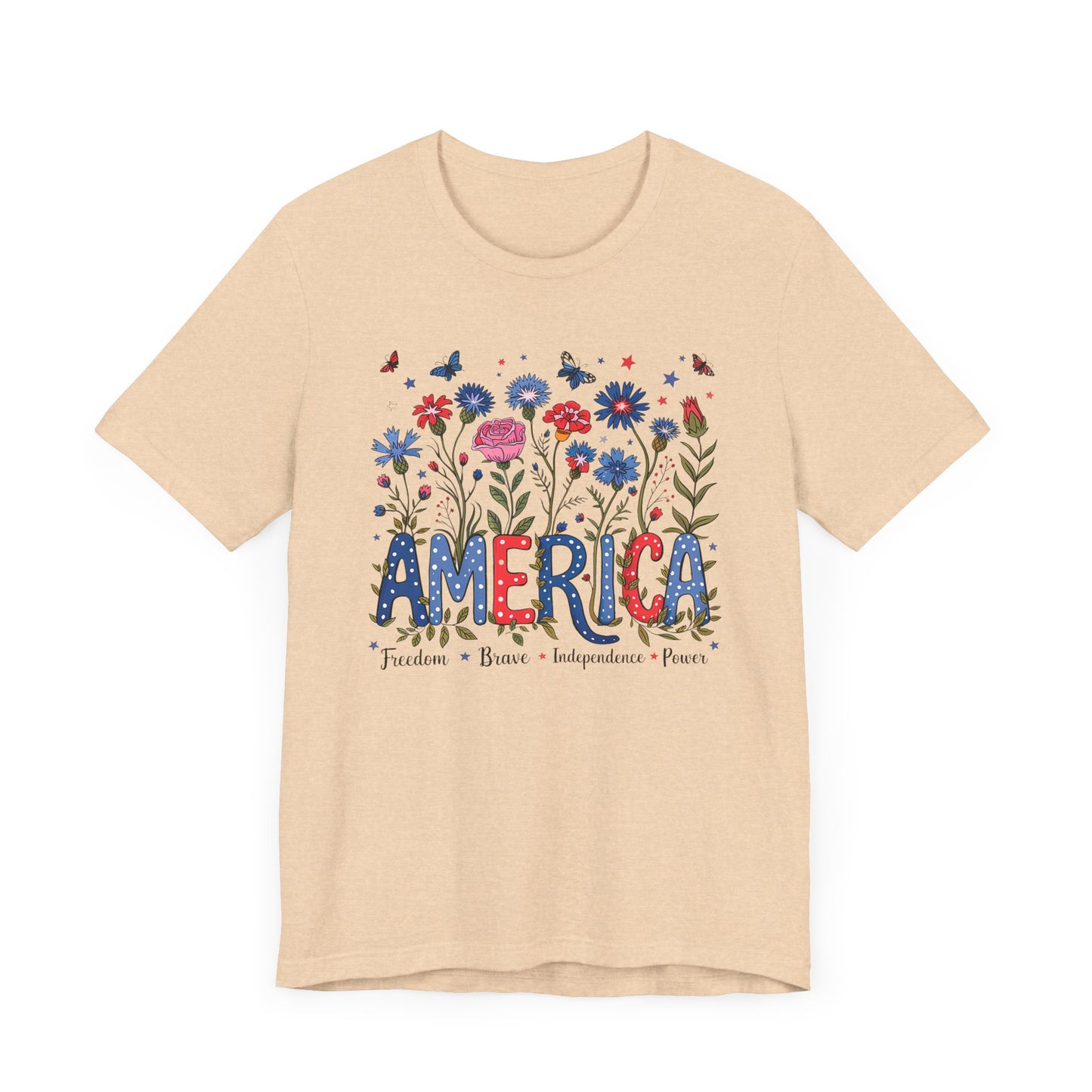 America Flowers Jersey Short Sleeve Tee