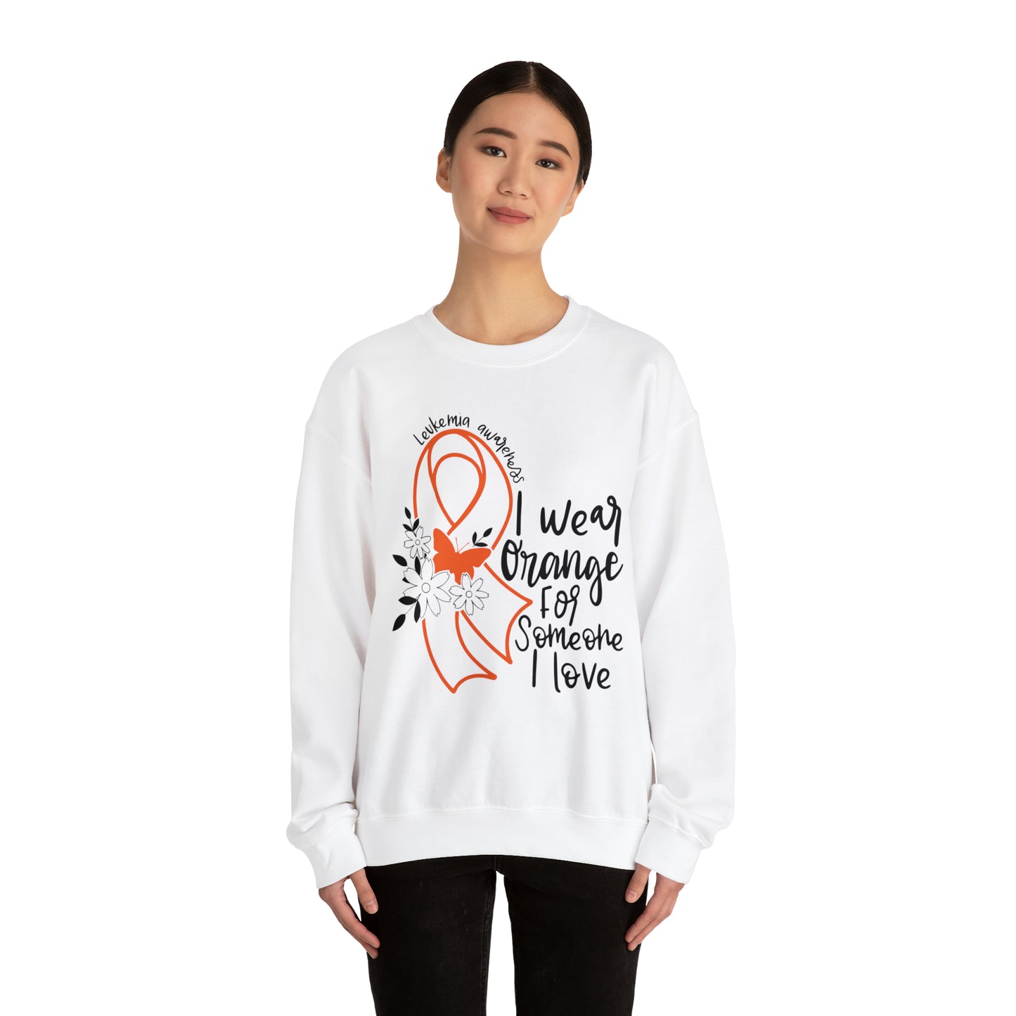 I Wear Orange Leukemia Awareness Heavy Blend™ Crewneck Sweatshirt