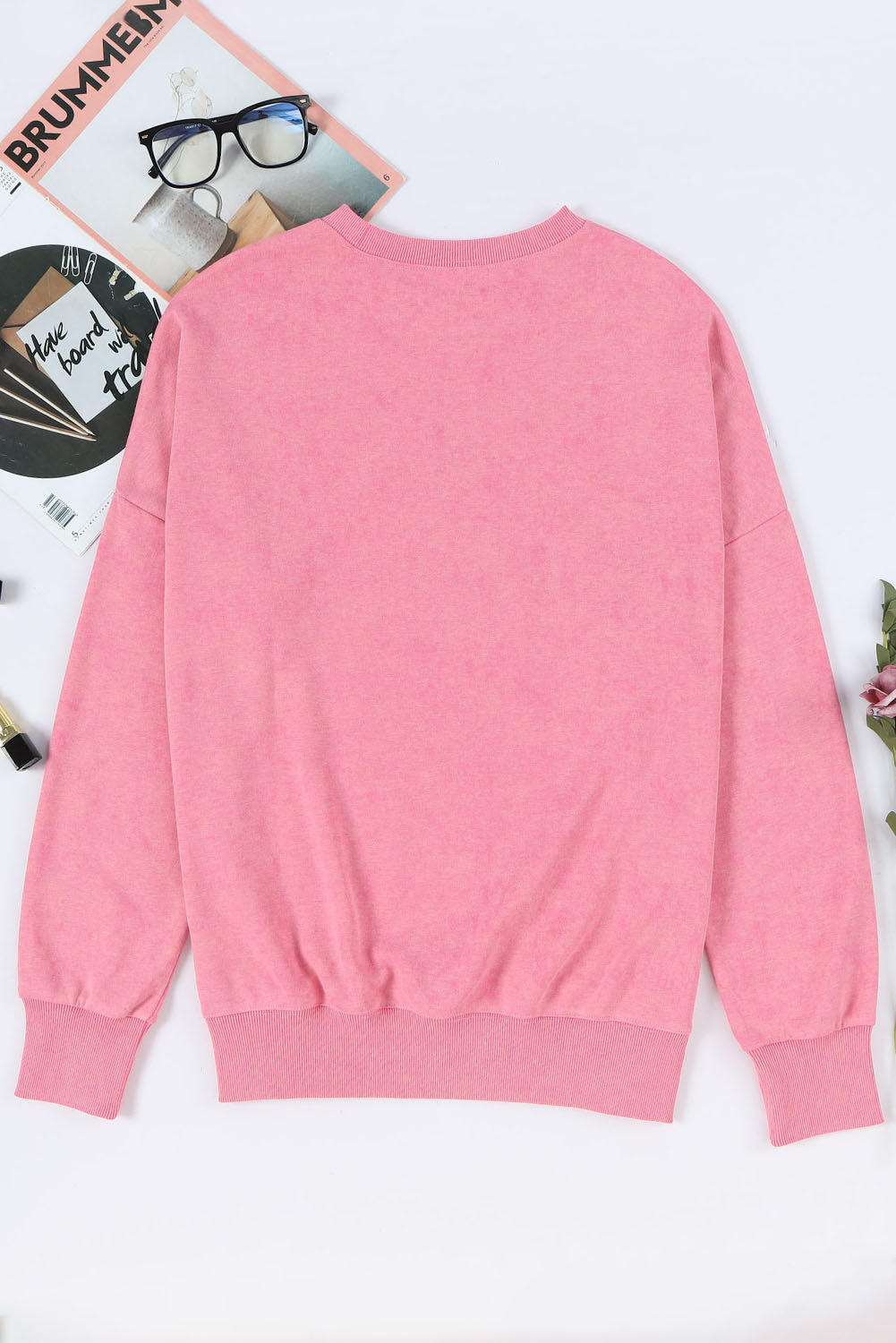 Leopard Print Drop Shoulder Slit Oversized Sweatshirt