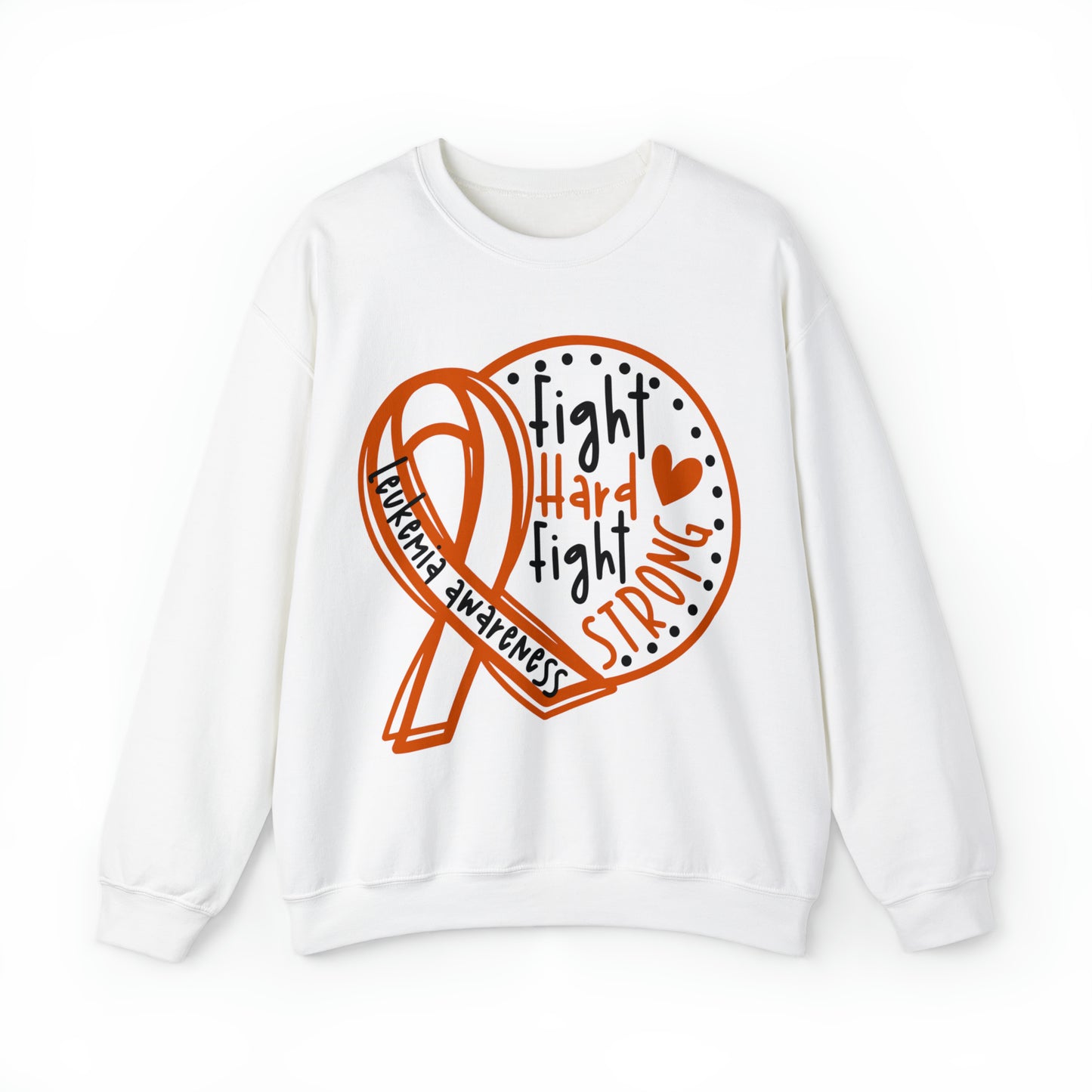 Fight Hard Fight Strong Leukemia Awareness Heavy Blend™ Crewneck Sweatshirt