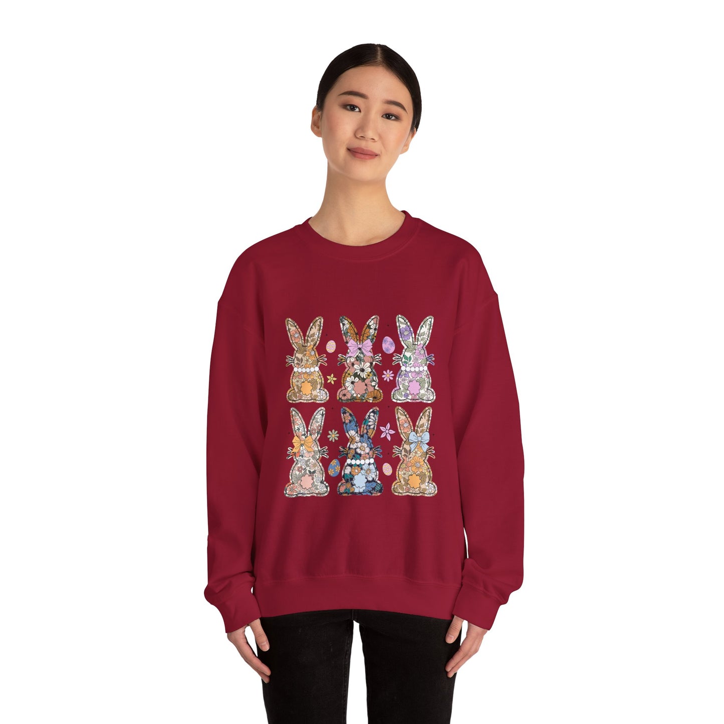 Floral Bunnies Heavy Blend™ Crewneck Sweatshirt