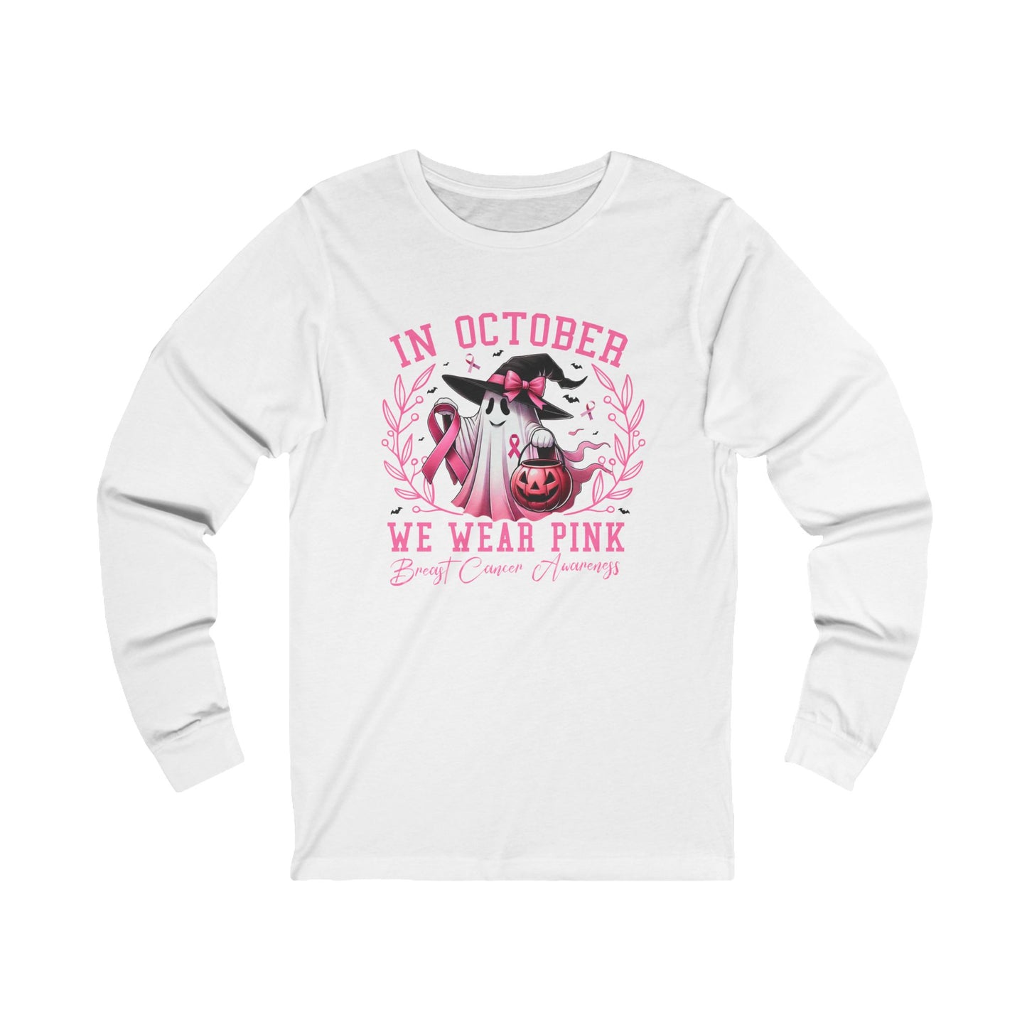 In October We Wear Pink Ghost Jersey Long Sleeve Tee