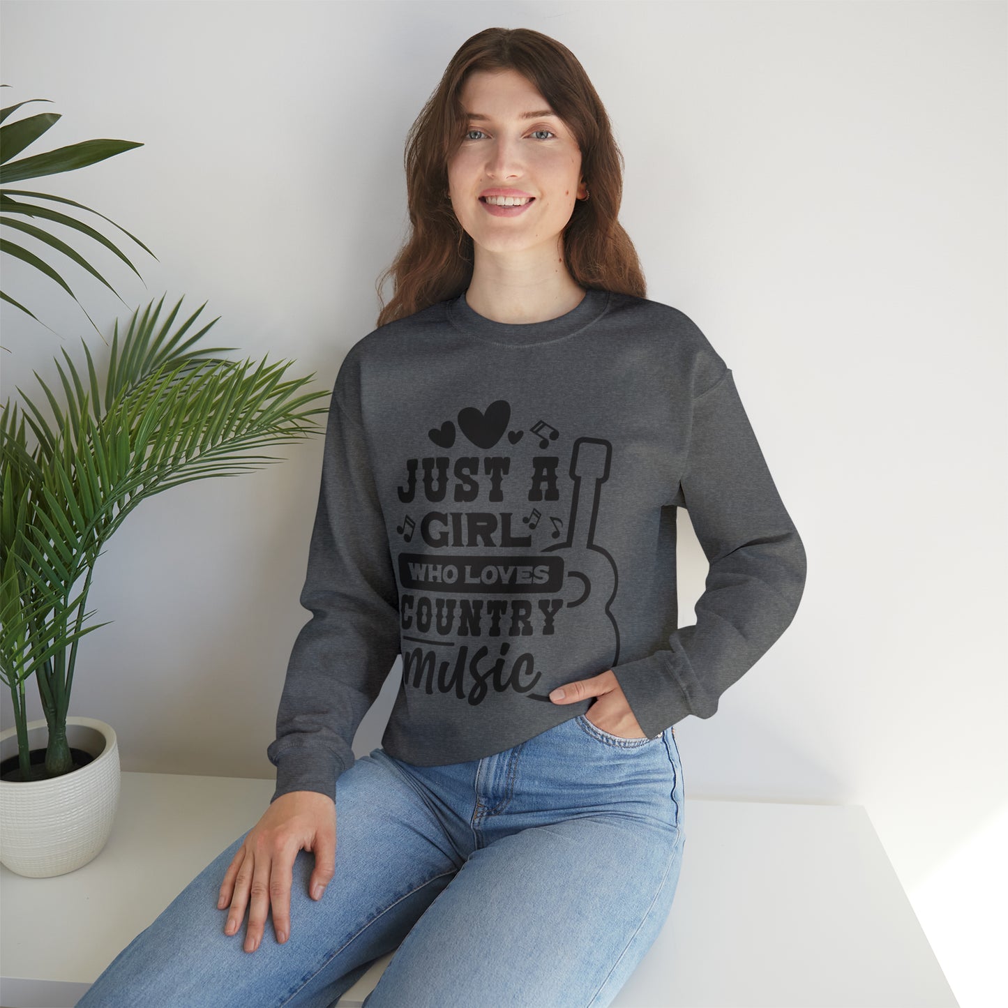 Just a Girl Who Loves Country Music Heavy Blend™ Crewneck Sweatshirt