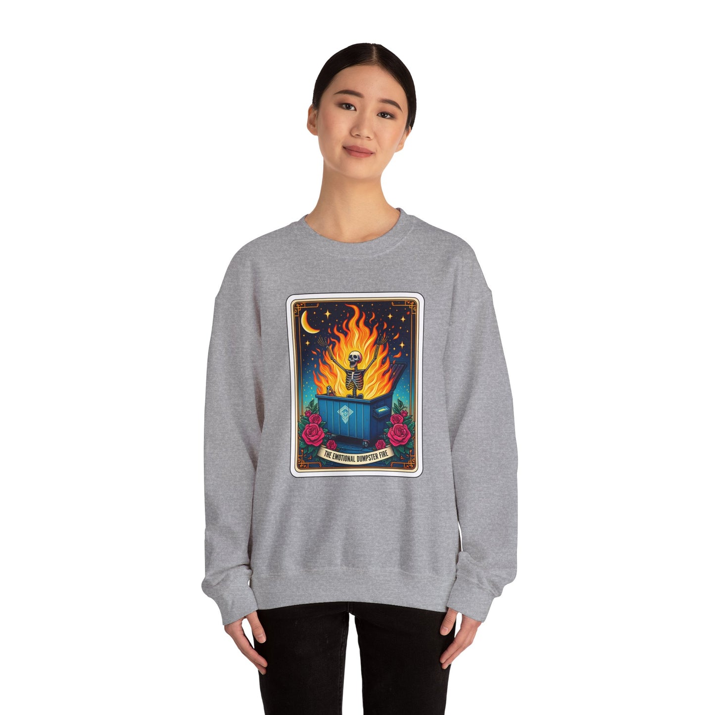 Emotional Dumpster Fire Tarot Heavy Blend™ Crewneck Sweatshirt