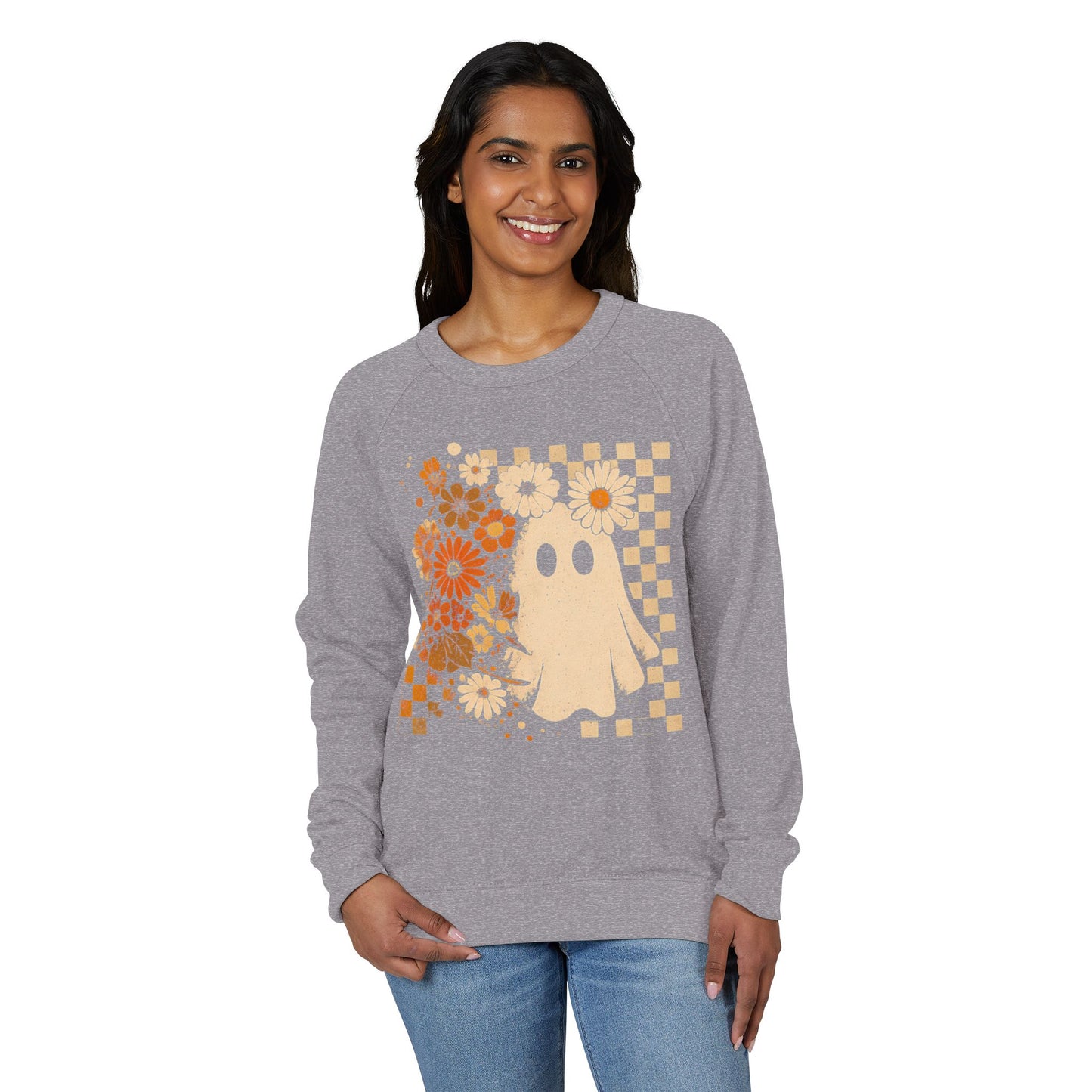 Checkered Ghost French Terry Raglan Crewneck
