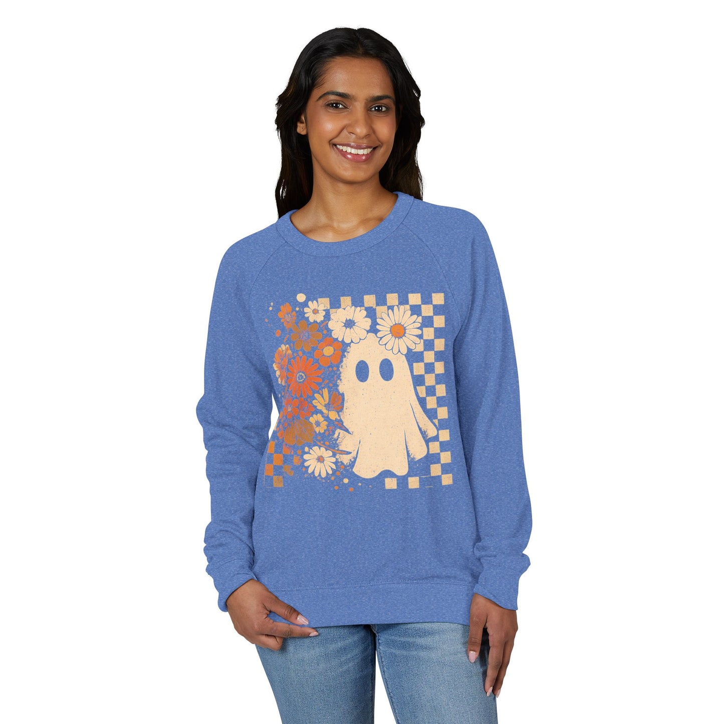 Checkered Ghost French Terry Raglan Crewneck