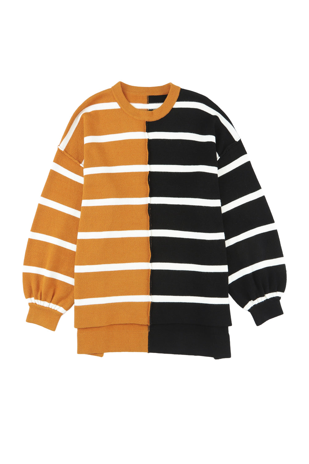 Plus Size Colorblock Striped Patchwork Loose Top