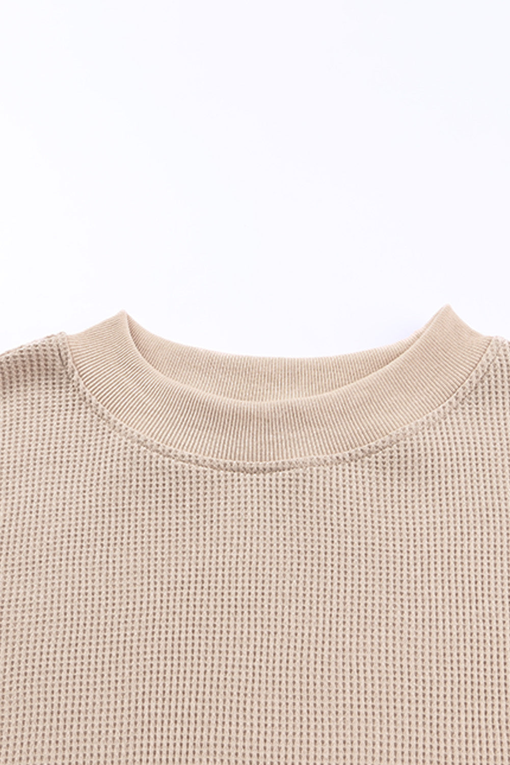 Waffle Knit Crew Neck Casual Long Sleeve Top