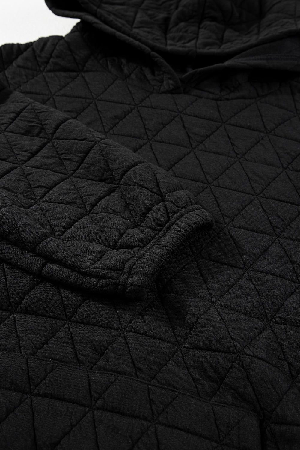 Light Grey Drop Shoulder Quilted Patchwork Kangaroo Pocket Hoodie