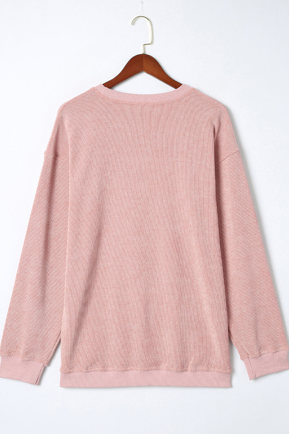 Black Plus Size Corded Round Neck Sweatshirt
