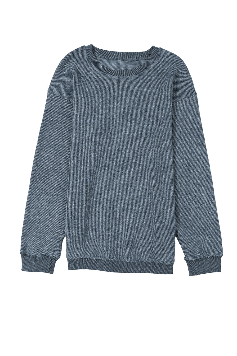 Black Plus Size Corded Round Neck Sweatshirt