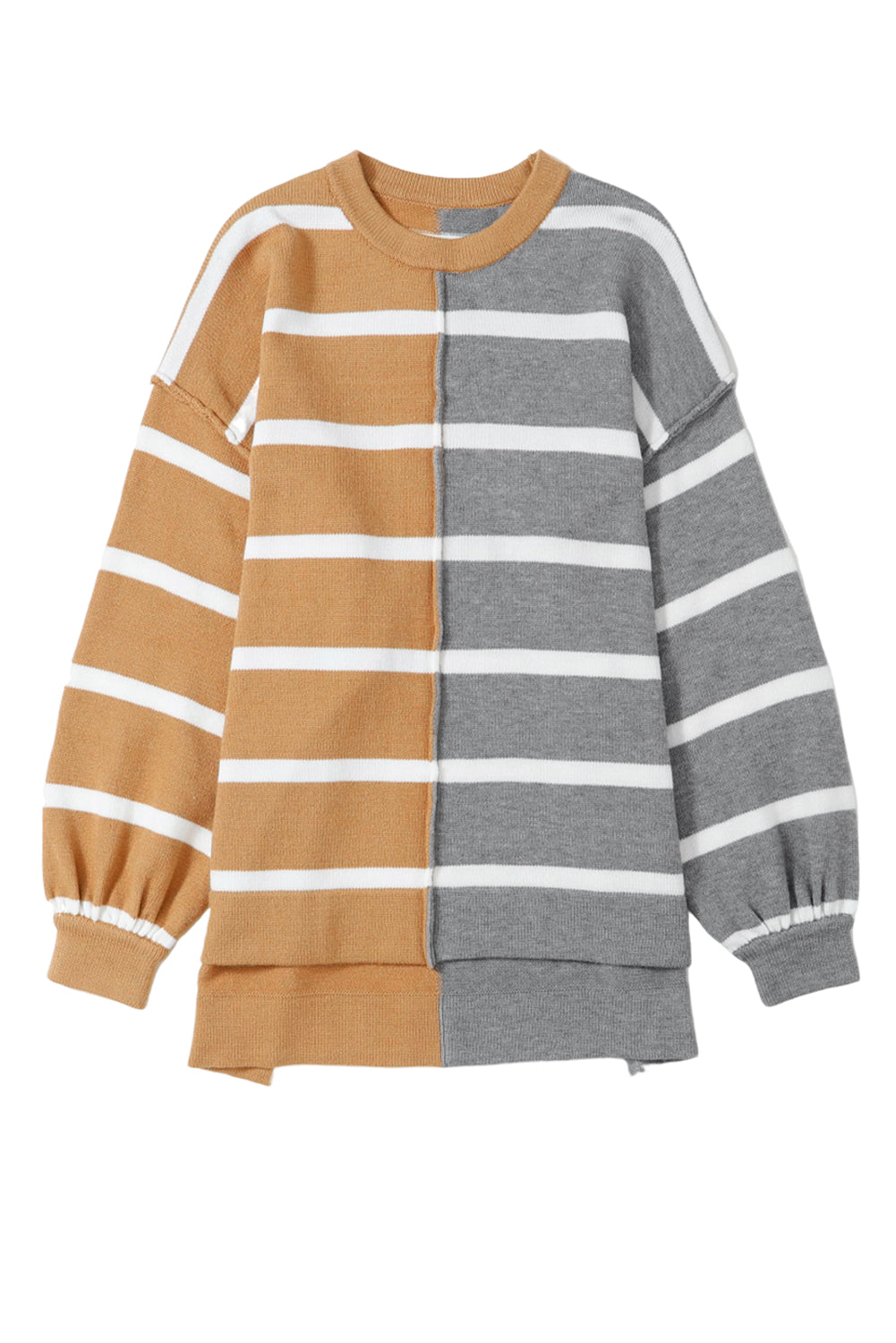 Plus Size Colorblock Striped Patchwork Loose Top