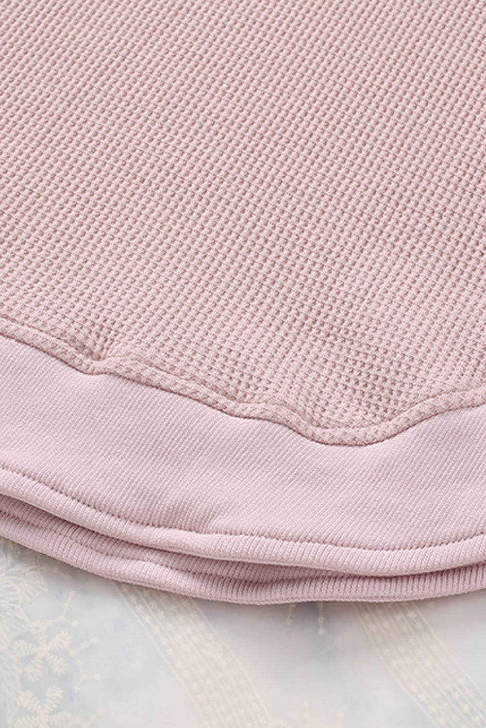 Waffle Knit Crew Neck Casual Long Sleeve Top
