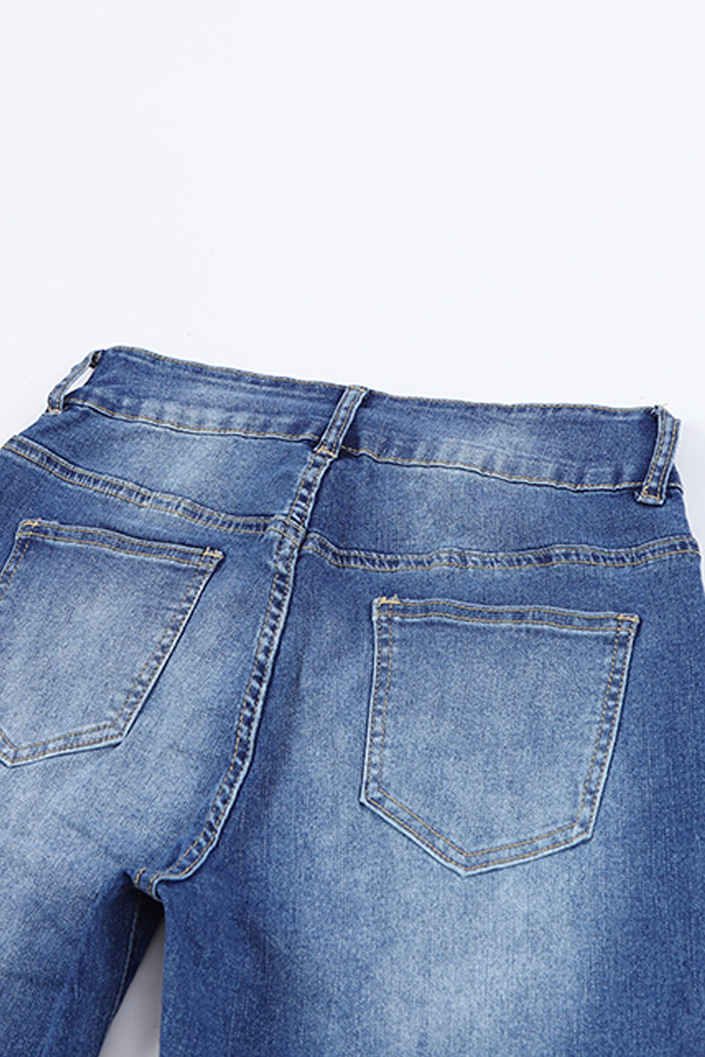 Blue Exposed Seam Split Flare Jeans
