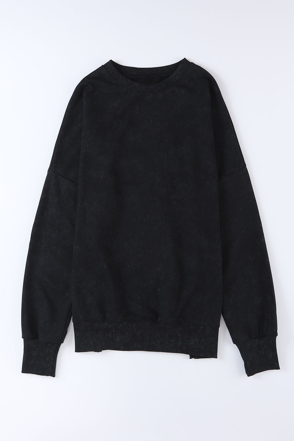 Leopard Print Drop Shoulder Slit Oversized Sweatshirt