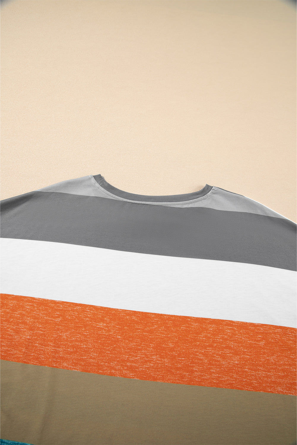 Gray Stripe Plus Size Colorblock Pullover Top
