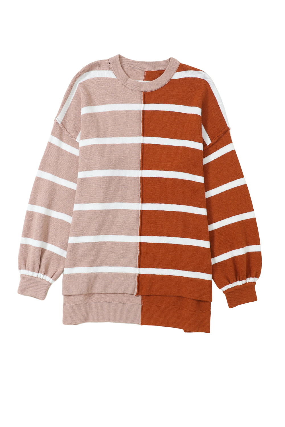 Plus Size Colorblock Striped Patchwork Loose Top