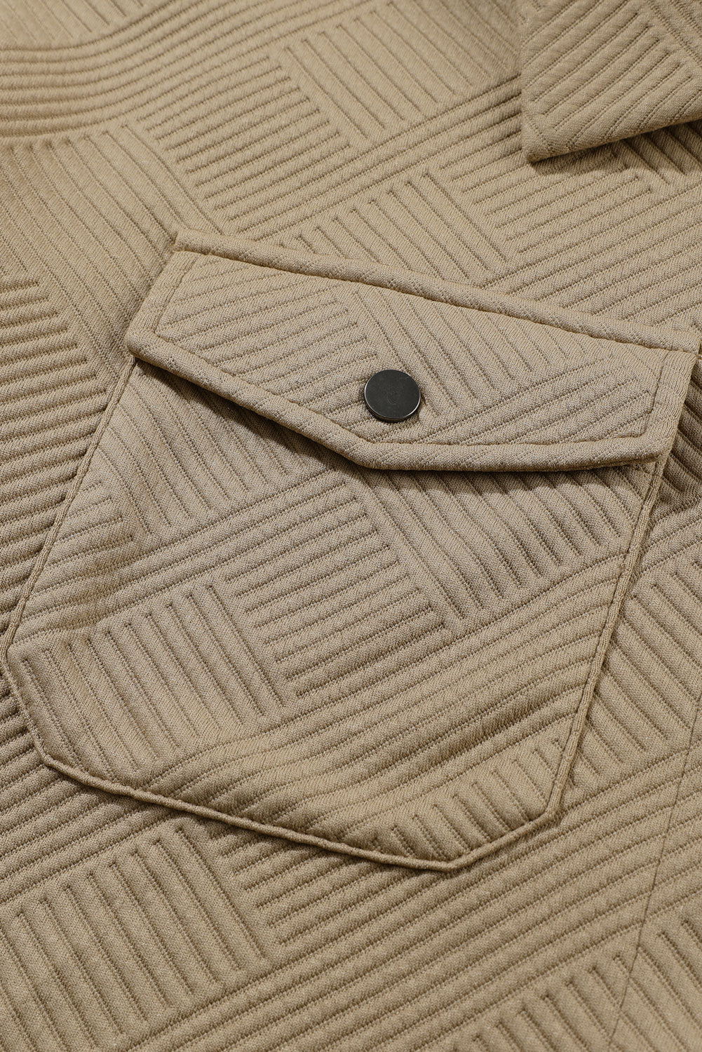 Beige Plus Size Textured Flap Pockets Jacket
