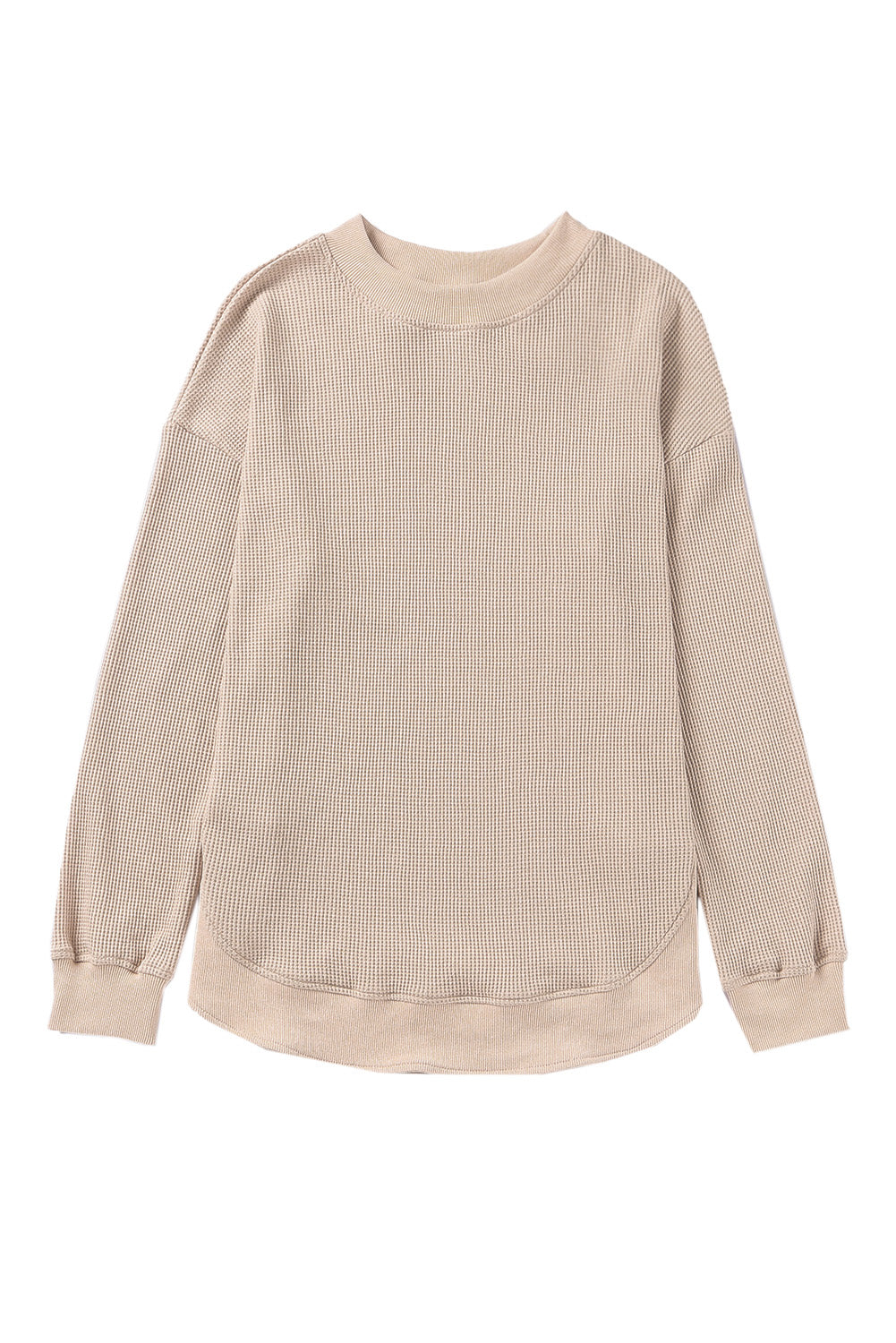 Waffle Knit Crew Neck Casual Long Sleeve Top