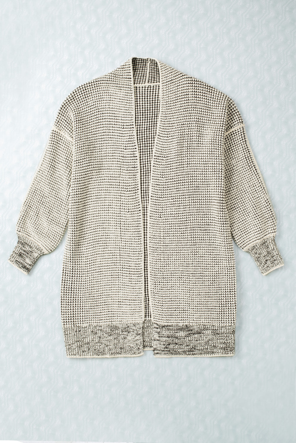 Apricot Chunky Waffle Knit Oversized Collar Cardigan