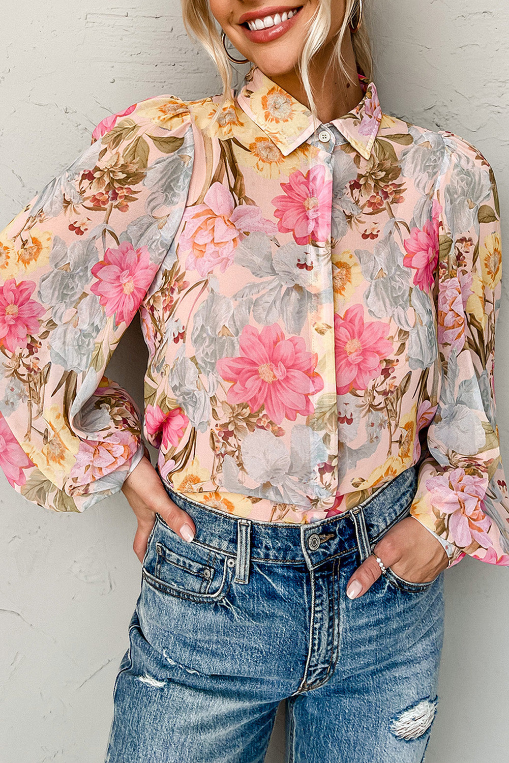 Floral Print Tassel Tie Short Sleeve Blouse