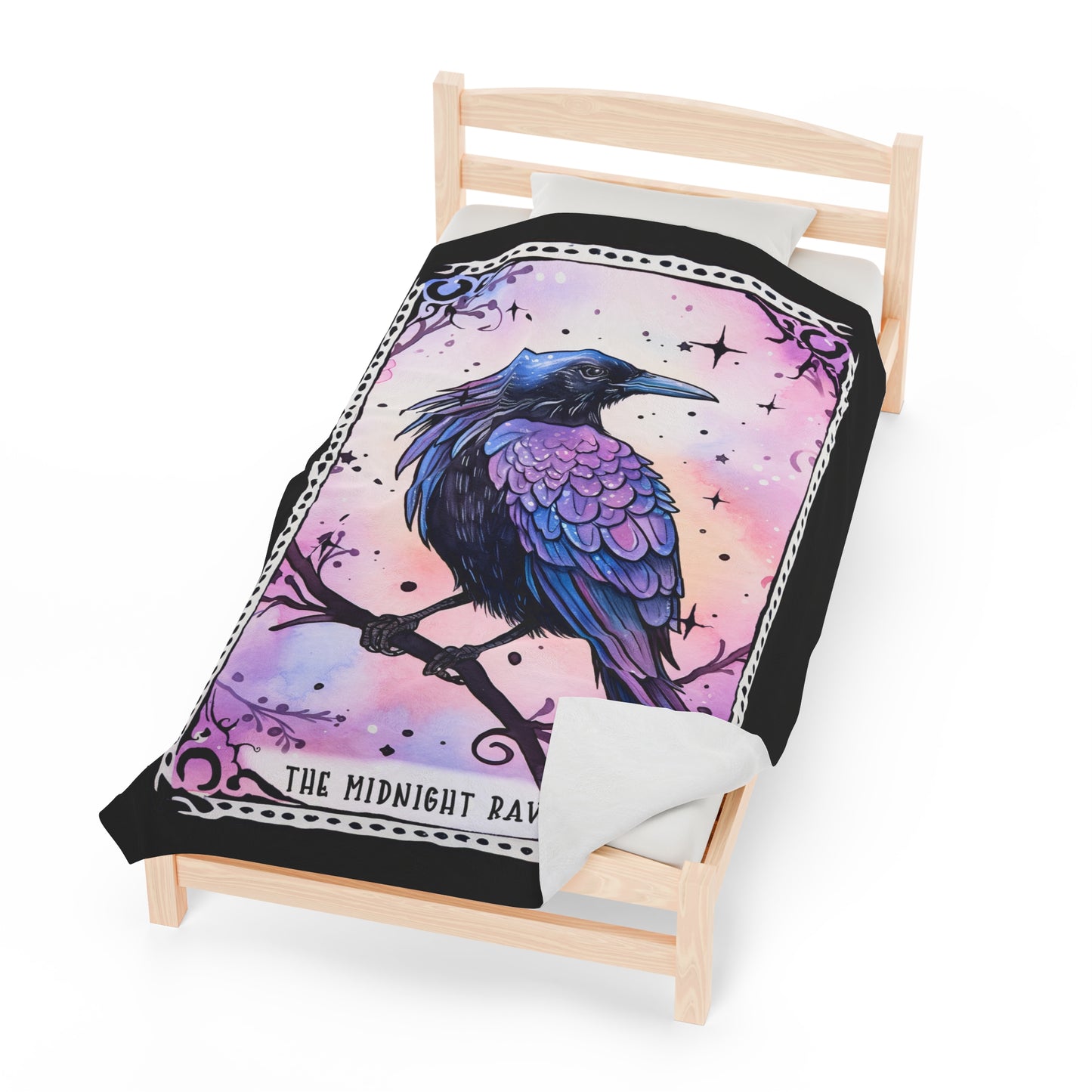 The Midnight Raven Tarot Card Velveteen Plush Blanket