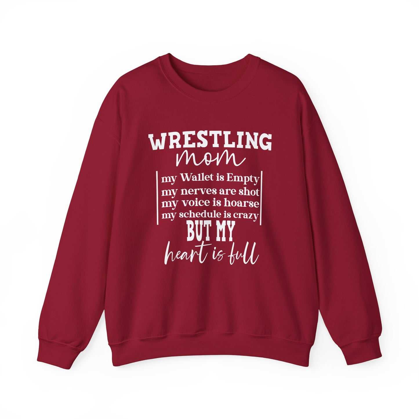 Wrestling Mom Heart Is Full Heavy Blend™ Crewneck Sweatshirt
