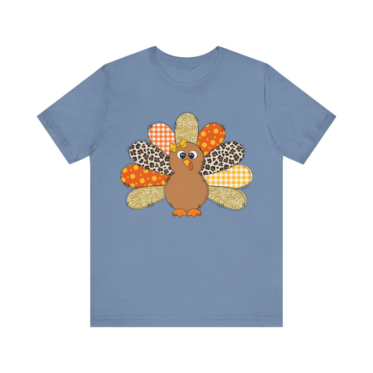 Cute Thanksgiving Turkey Jersey Short Sleeve Tee