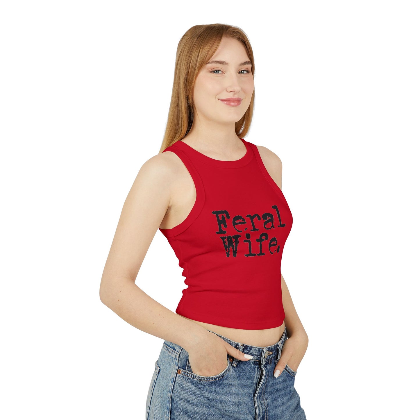 Feral Wife Women's Micro Rib Racer Tank Top