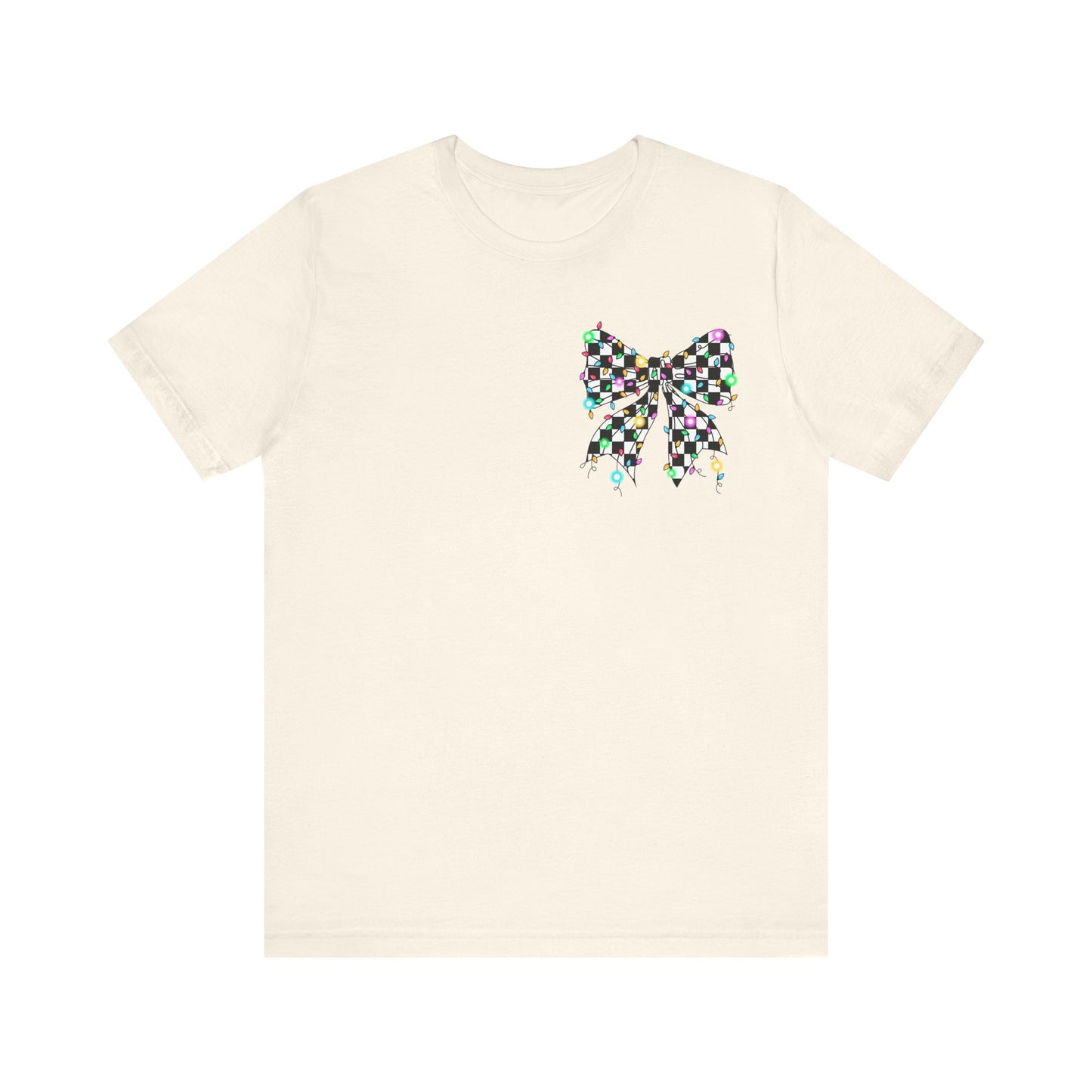 Checkered Lighted Bow Jersey Short Sleeve Tee
