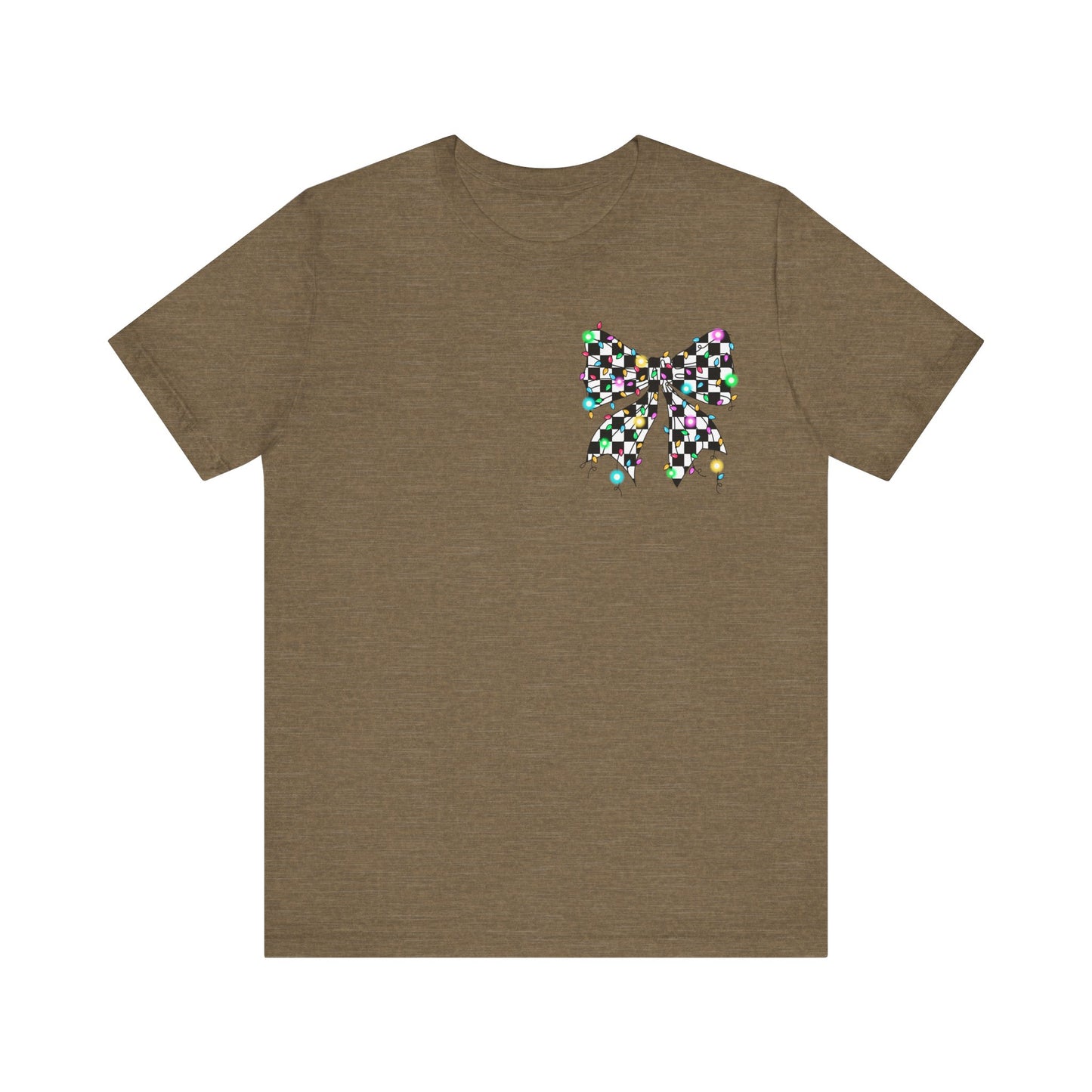 Checkered Lighted Bow Jersey Short Sleeve Tee