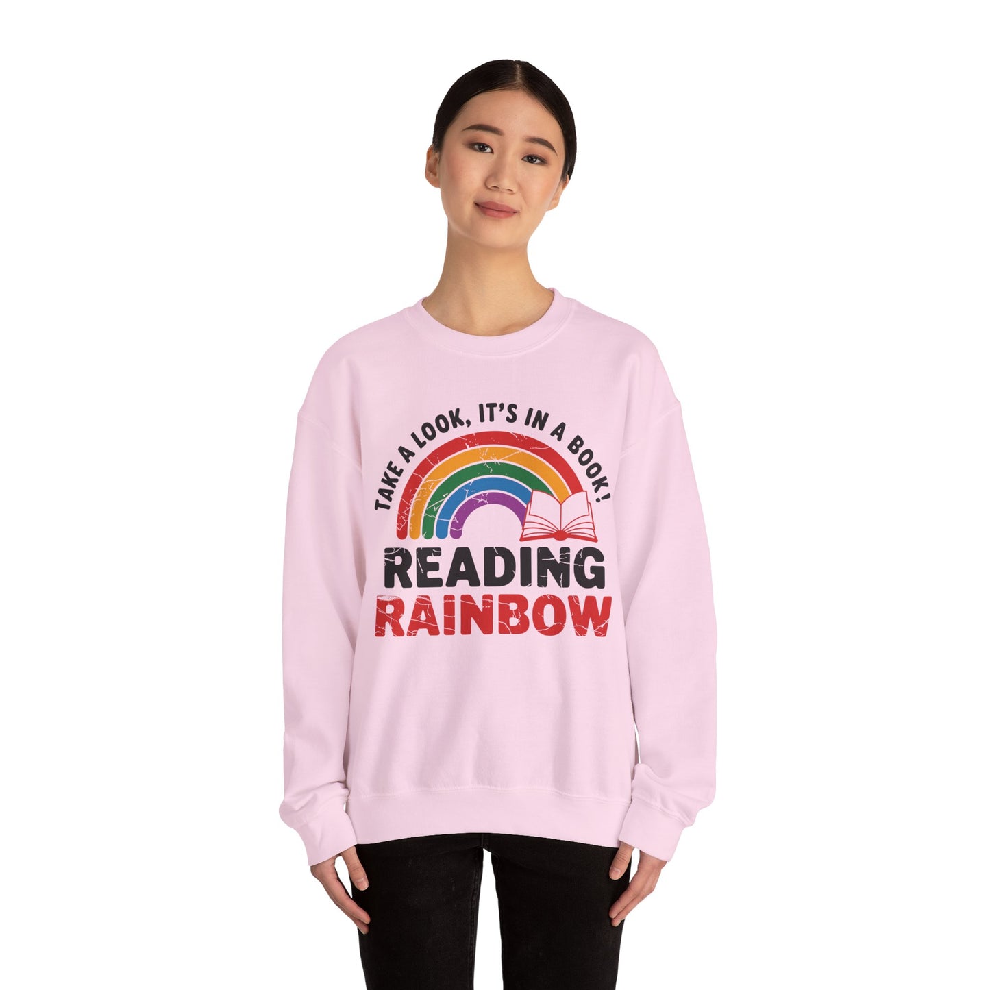 Retro Reading Rainbow Heavy Blend™ Crewneck Sweatshirt