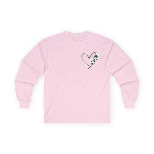 Heart with Shamrocks Ultra Cotton Long Sleeve Tee