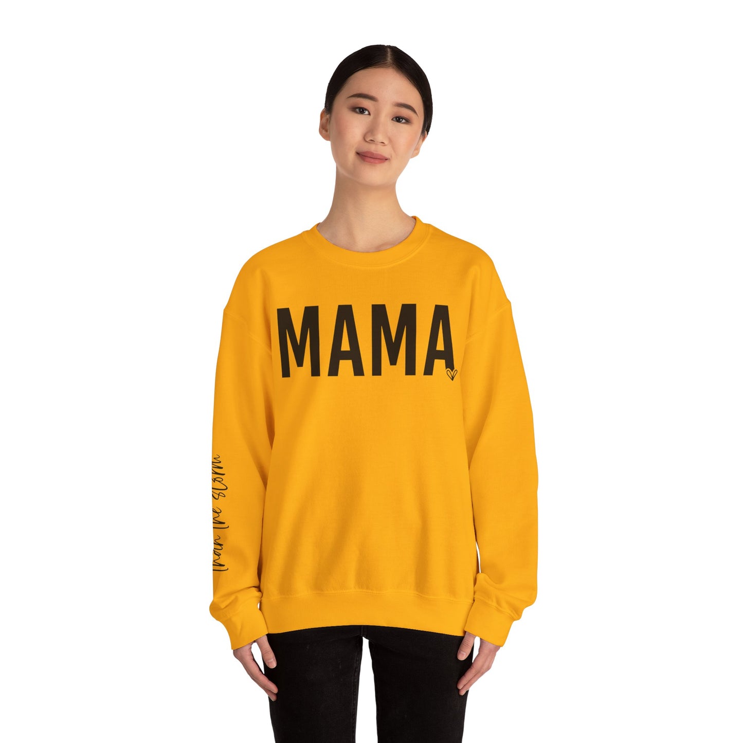 Mama Stronger Than The Storm Sleeve Heavy Blend™ Crewneck Sweatshirt